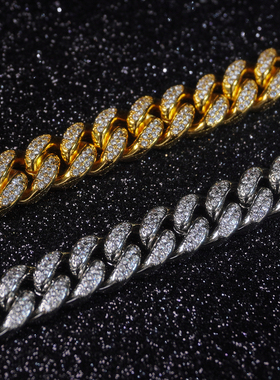 LFL18K镀金古巴链男女满钻