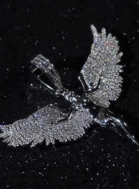 LFL欧美嘻哈饰品 满钻微镶天使吊坠 百搭男女款堕落天使毛衣链