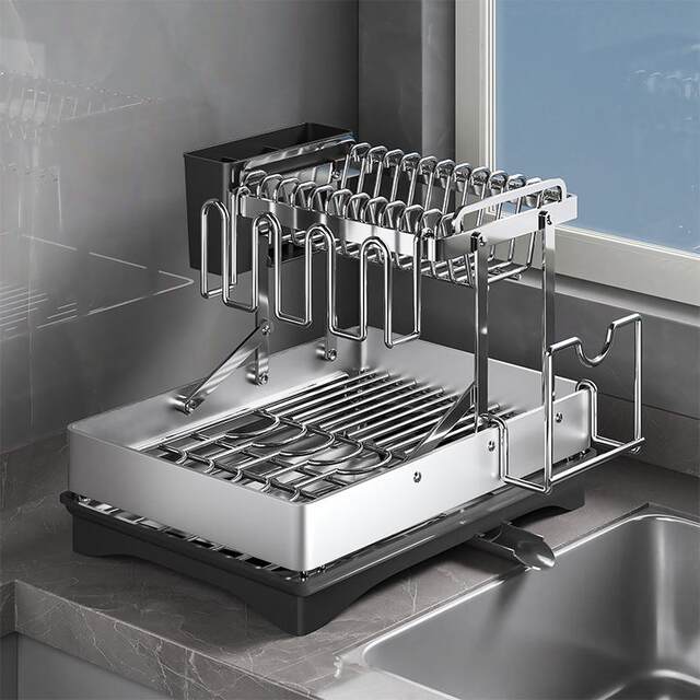 Kitchen countertop stainless steel dish drain rack sink bowl plate bowl plate bowl plate bowl chopstick storage rack multi-function storage rack bowl rack