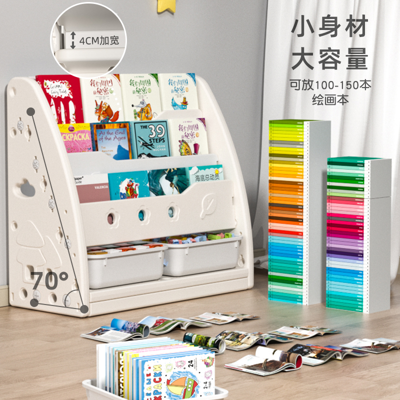 美高熊儿童书架收纳架幼儿绘本架落地书柜置物玩具收纳柜小型家用 - 图1