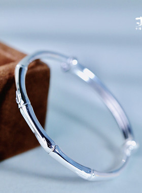 大理寸四银庄竹节推拉扣手镯