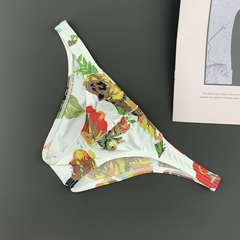 男士三角内裤薄款冰丝迷彩印花窄边半包臀低腰U凸个性小裤头速干,淘宝优惠券,粉丝福利购,淘宝优惠卷