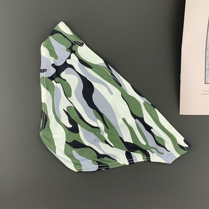 男士三角内裤薄款冰丝迷彩印花窄边半包臀低腰U凸个性小裤头速干,淘宝优惠券,粉丝福利购,淘宝优惠卷