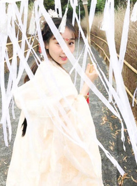 白色珠帘成品音儿同款拍照流苏伞