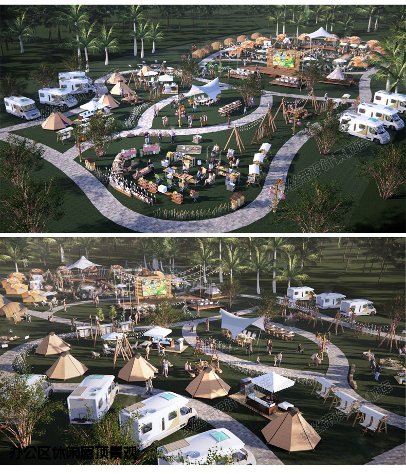 户外营地帐篷su模型网红露营公园基地野营野餐天幕景观草图大师 - 图0