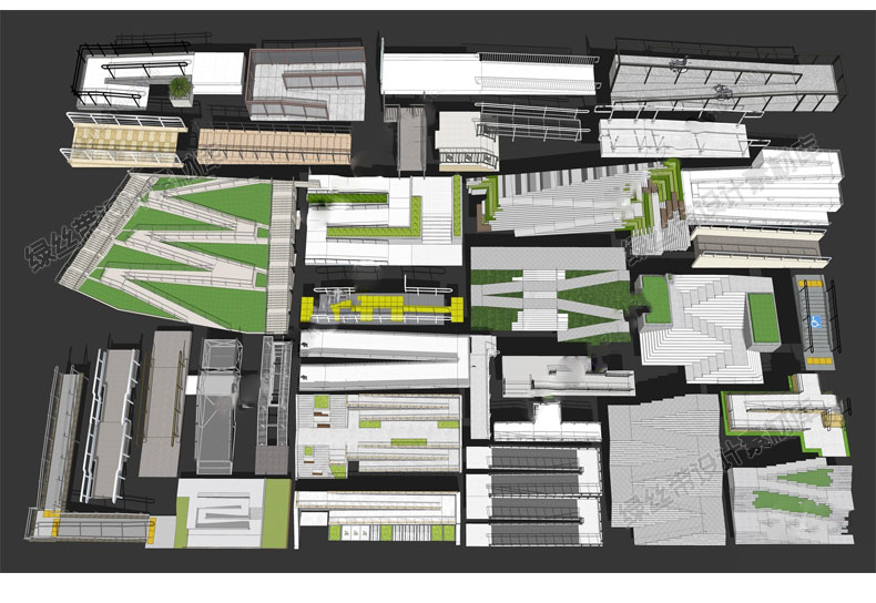 无障碍通道坡道居住小区老年人残疾人斜坡单元入户草图大师su模型 - 图0
