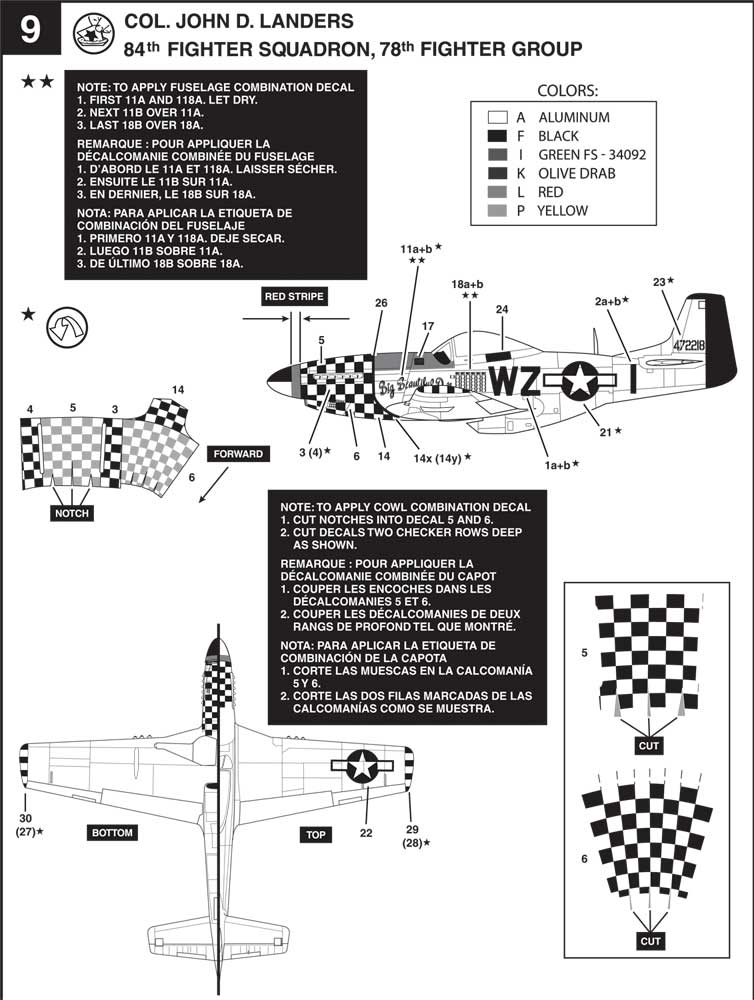 天地模型 水贴纸 1/48  美军 P-51D 野马战斗机模型机身标志 - 图1