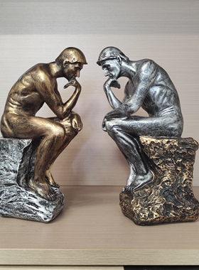 创意人物雕塑思考者沉思者摆件客厅书房样板房办公室装饰品小摆设