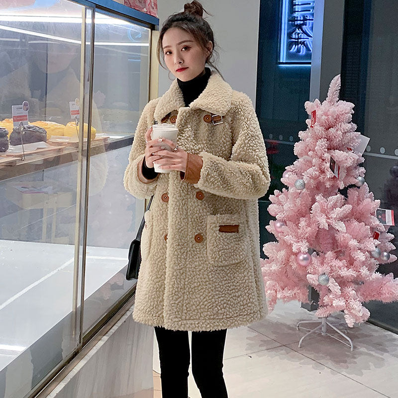 羊羔毛外套2020秋冬季新款风大衣 莉诗诗毛呢外套