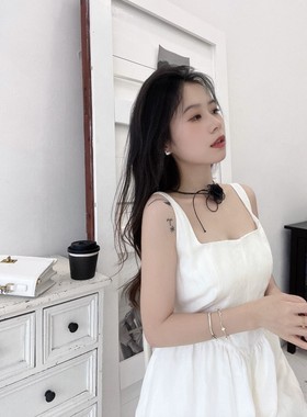 纯欲黑色玫瑰花朵系带cho