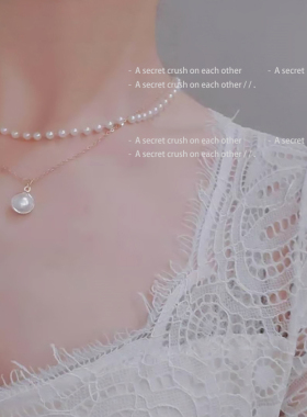 choker超仙小众双层珍珠吊坠项链