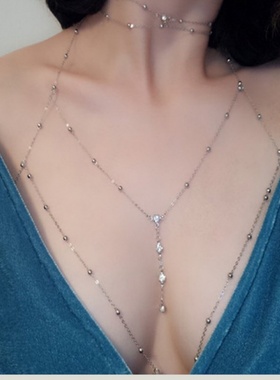 合金圆珠链女性胸链身体链包邮