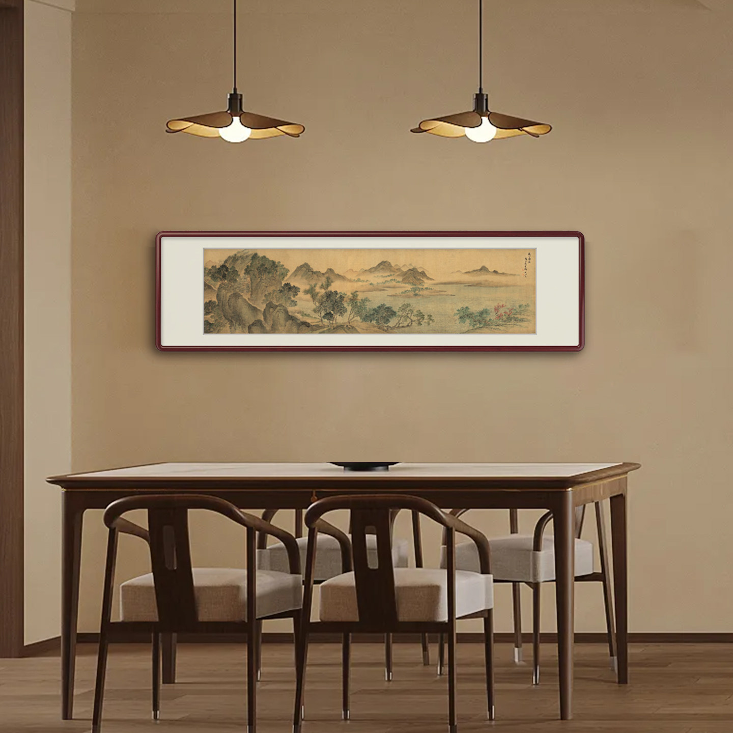 （湖山春暖图）水墨山水画客厅沙发背景挂画墙壁装饰画中式美学,淘宝优惠券,粉丝福利购,淘宝优惠卷