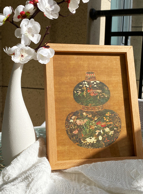 福禄招财装饰画新葫芦中式复古摆件客厅玄关卧室相框中古风挂画