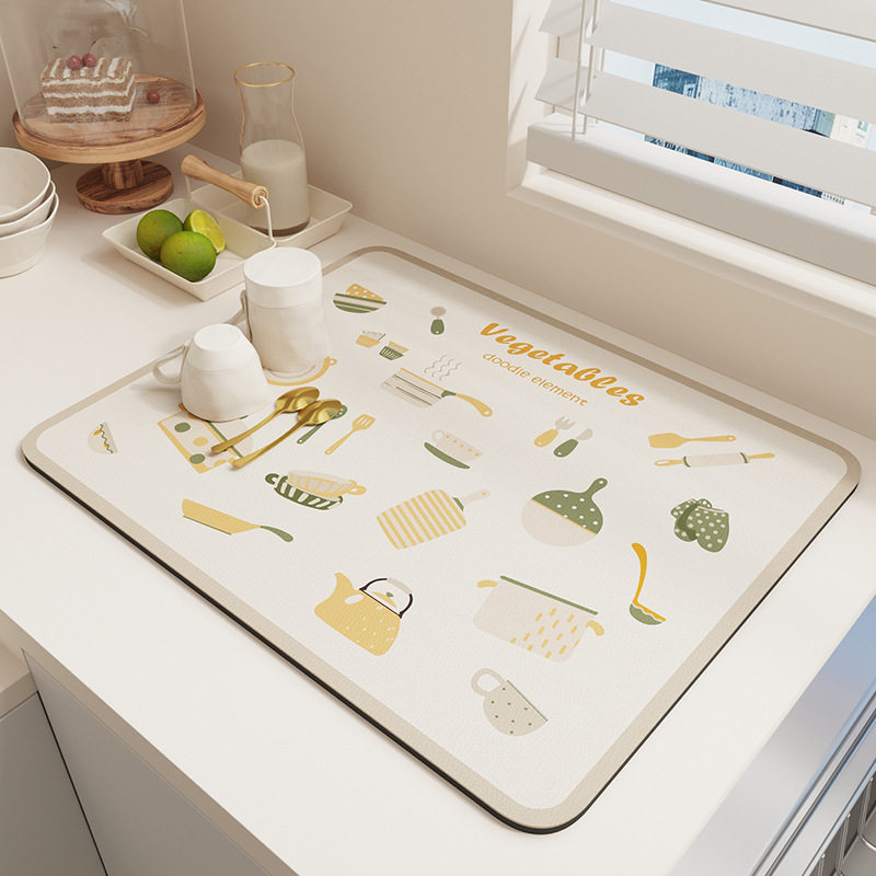 硅藻泥厨房沥水垫餐具控碗盘餐垫 怡沁园餐垫