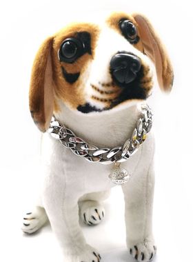 仿金链子猫咪巴哥泰迪犬恶霸可拍照饰品项链配饰宠物狗狗铃铛项圈