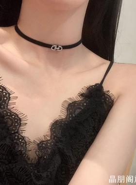 黑色choker女锁骨链轻奢小众颈带高级感项链2022年新款脖颈链项圈