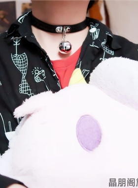 猫系女友黑色小铃铛项链