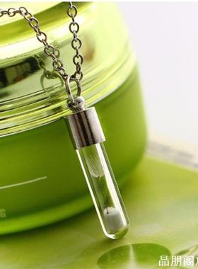 香水分装小瓶项链毛衣链女6MM玻璃瓶吊坠胎毛朱砂挂件迷你精油瓶