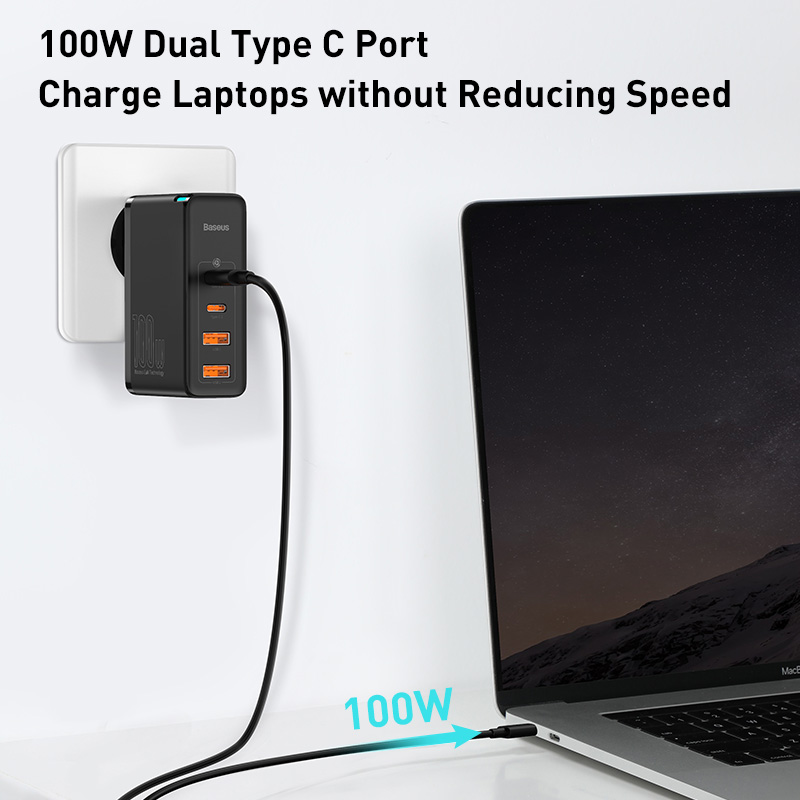 Baseus GaN Charger 100W USB Type C PD Fast Charger with Quick Charge 4.0 3.0 USB EU欧规氮化镓充电器 - 图0