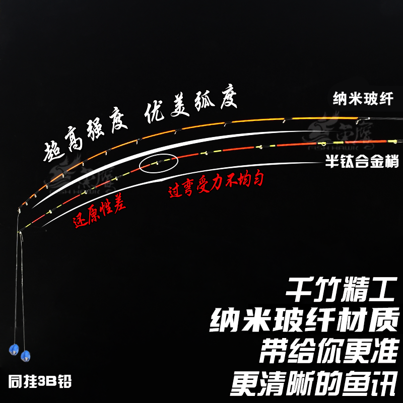 千竹筏钓竿稍杆稍夜光纳米玻纤钛合金桥筏竿稍伐杆筏竿竿稍