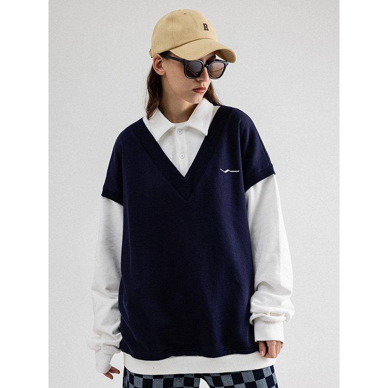 zuobeika国潮假两件女2022新款卫衣 佐贝卡卫衣/绒衫