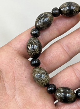 惠安沉香老料手串米珠手链男女士单圈佛珠念珠16克药香清甜送礼