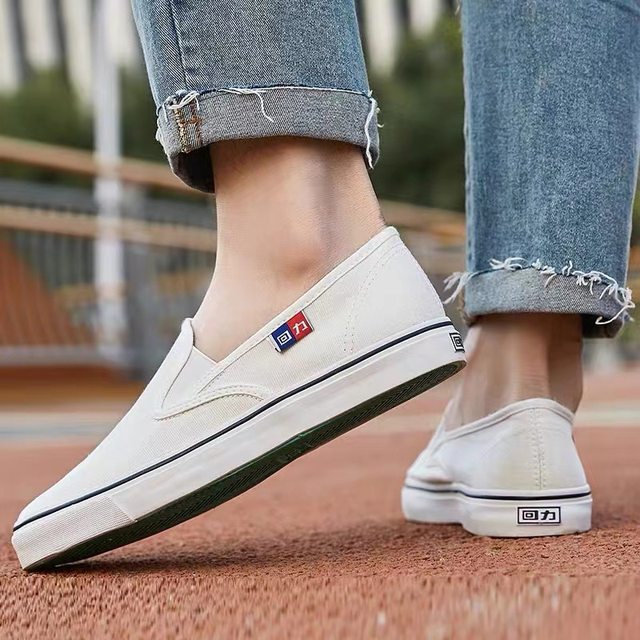 Shanghai pull-back deck shoes ຜູ້ຊາຍແລະແມ່ຍິງເກີບ canvas pull-back ກວມເອົາຕີນ breathable ສີດໍາແລະສີຟ້າເກີບເຮັດວຽກ workwear lazy shoes wj-3