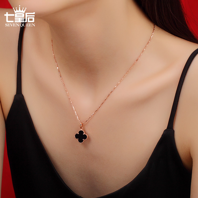 四叶草女999轻奢小众设计锁骨链 七皇后项链