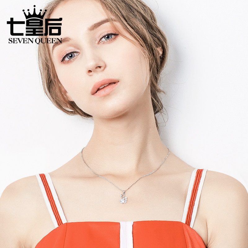 s925纯银小天鹅女吊坠韩版潮锁骨链 七皇后项链