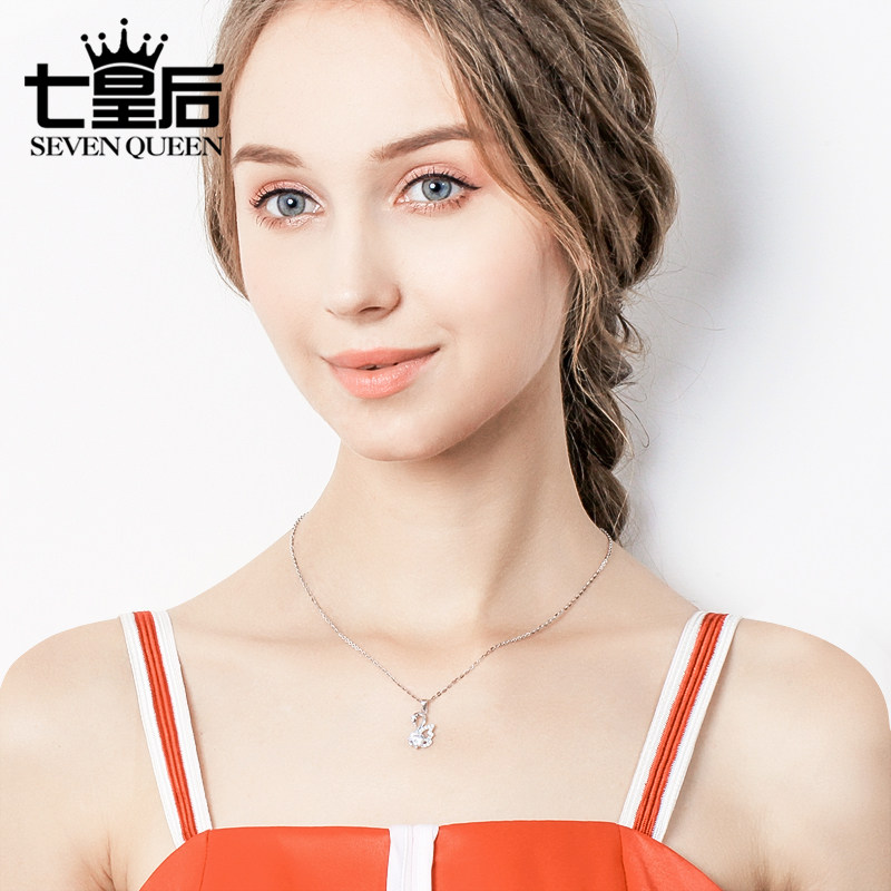 s925纯银小天鹅女吊坠韩版潮锁骨链 七皇后项链
