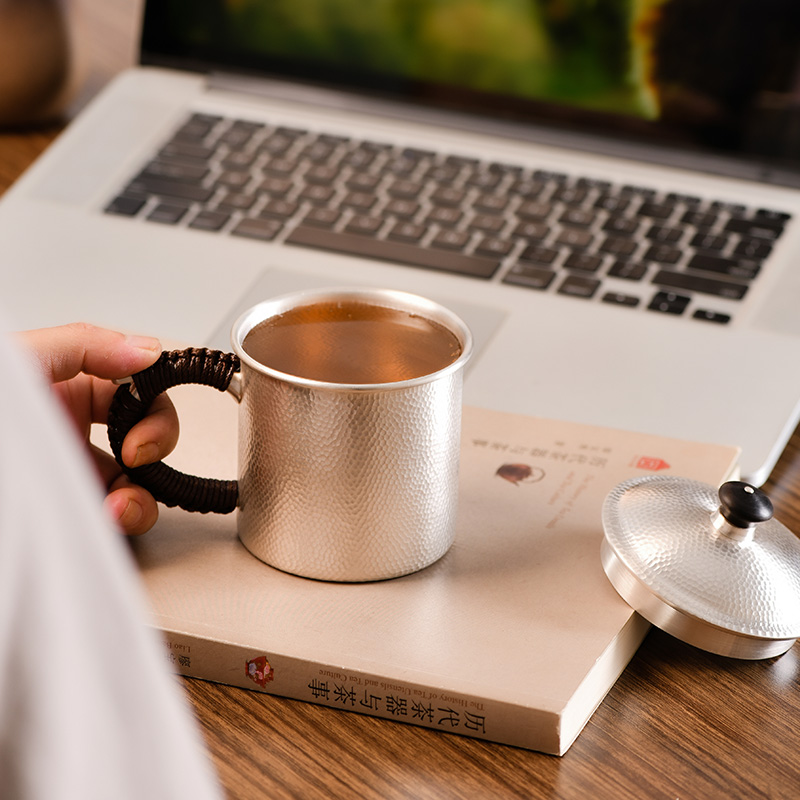 银杯主人杯银茶杯纯银999马克杯家用带盖茶缸杯大容量泡茶银杯子 - 图3