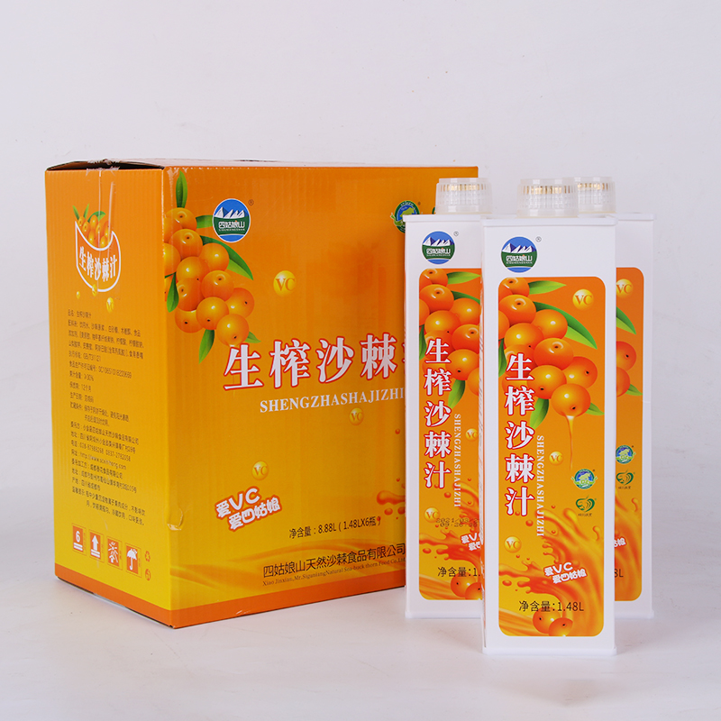 四姑娘山生榨沙棘汁1.48升*6阿坝特产果汁饮料沙棘原浆液鲜果鲜榨 - 图0