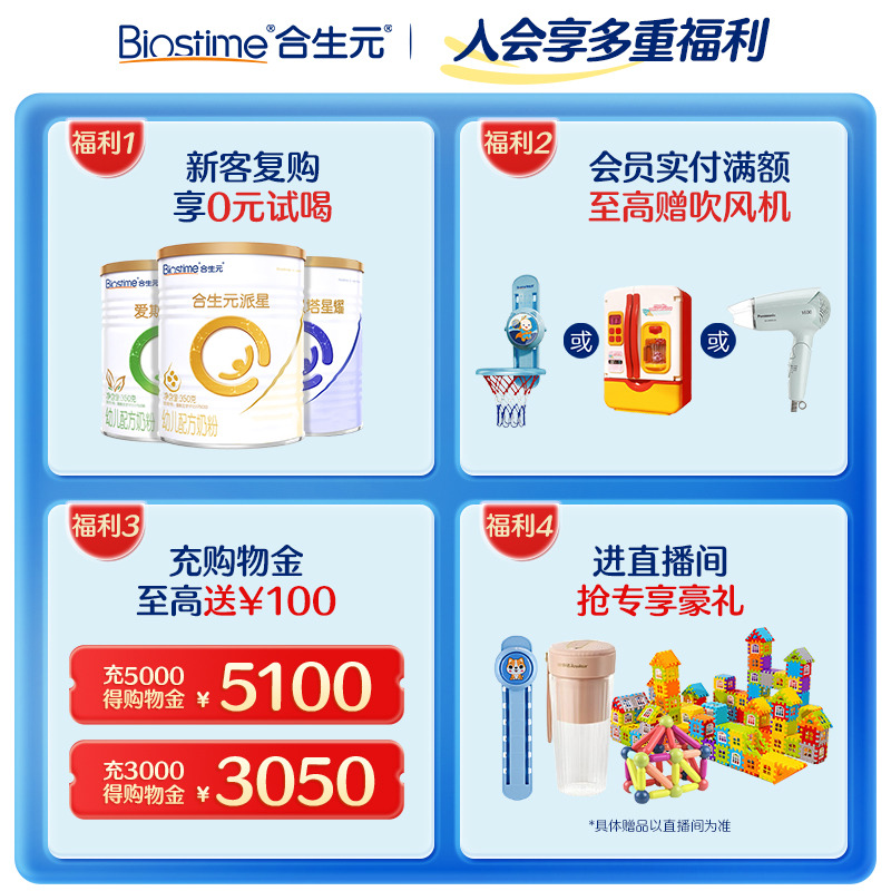 【30+种好营养】合生元儿童成长配方奶粉800g3岁4岁6岁以上DHA钙