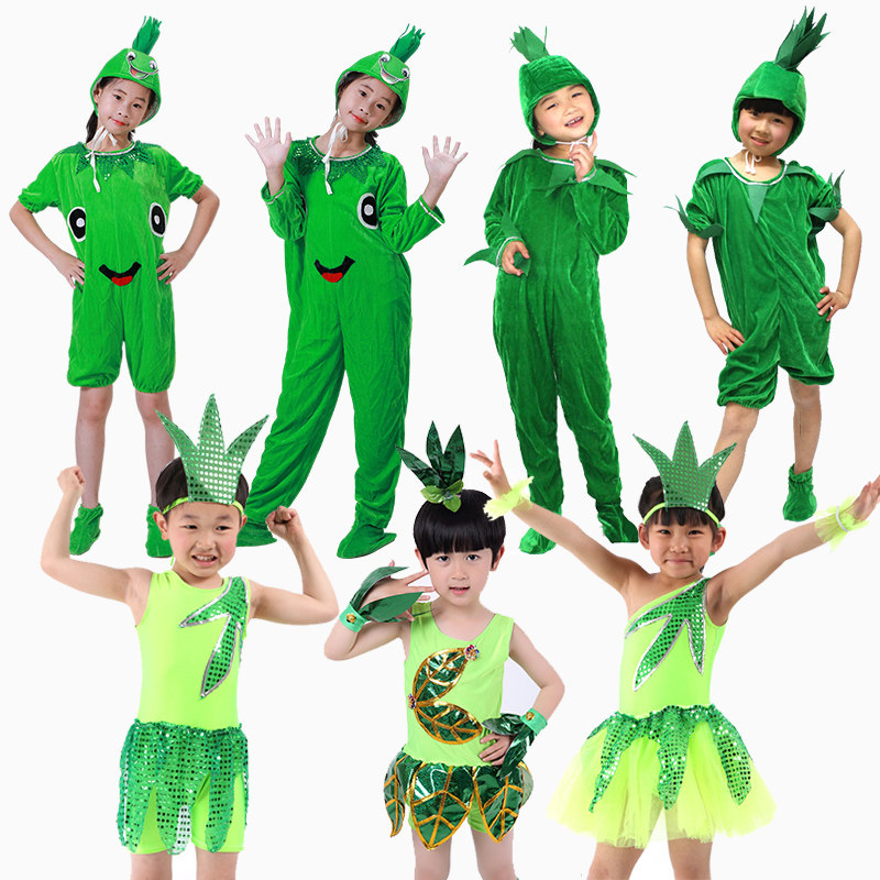 小雨沙沙舞蹈演出服装儿童豆芽禾苗种子发芽小草拔苗助长表演服 - 图2