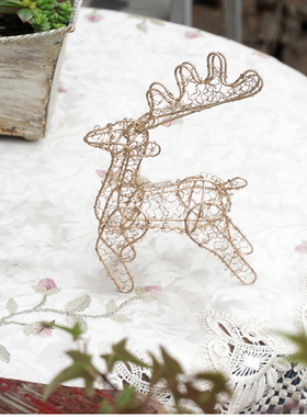 做旧铁艺亮点小鹿美式乡村风摆件