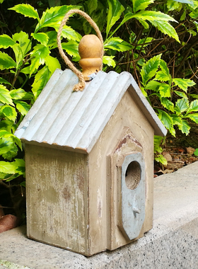 美式乡村复古做旧鸟屋房子摆件