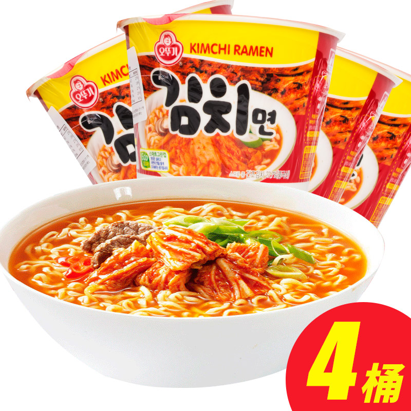 韩国进口奥土基泡菜味拉面 不倒翁碗面 105g*4桶韩式速食泡面 - 图0