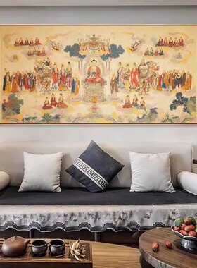 西方佛像唐卡挂画玄关装饰画风水客厅阿弥陀佛菩萨大威德金刚壁画