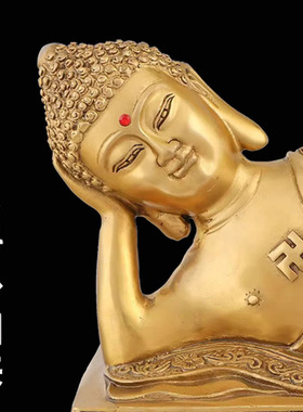 善缘堂 黄铜卧佛像佛祖释迦摩尼佛卧如来铜像家用工艺品客厅摆件