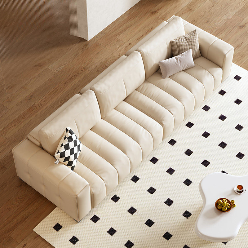 慕思艾慕头层牛皮豆腐块真皮沙发 慕思皮艺沙发