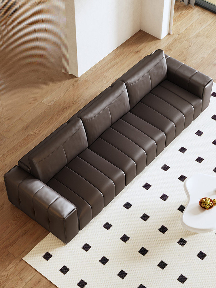 慕思艾慕头层牛皮豆腐块真皮沙发 慕思皮艺沙发