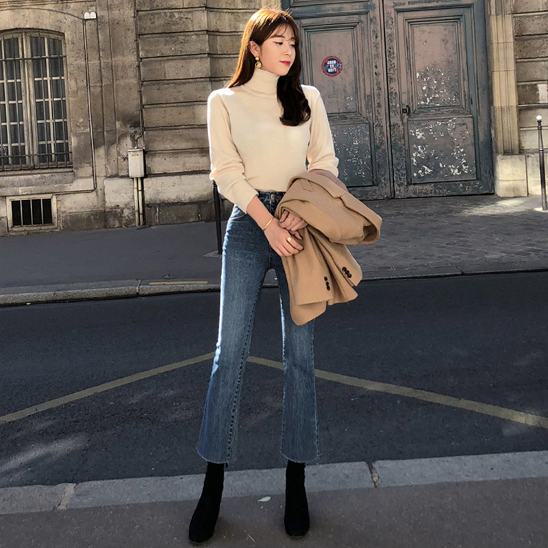 微喇2021年新款秋冬加绒直筒牛仔裤 美舒儿牛仔裤