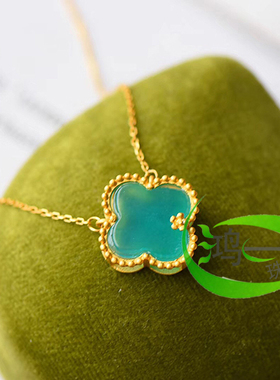 镶嵌成品四叶草天然纯银项链