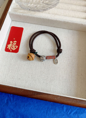 足银999醒狮手绳银牌招财