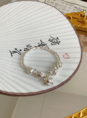 足银999卡通手链竹节凯蒂美乐猫