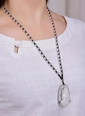 白水晶本命佛吊坠生肖普贤文殊虚空藏菩萨合成水晶守护神项链男女