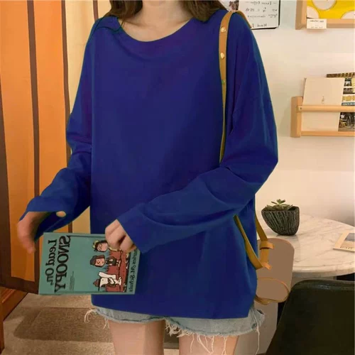 Демисезонный базовый приятный телу утепленный лонгслив, в западном стиле, свободный крой