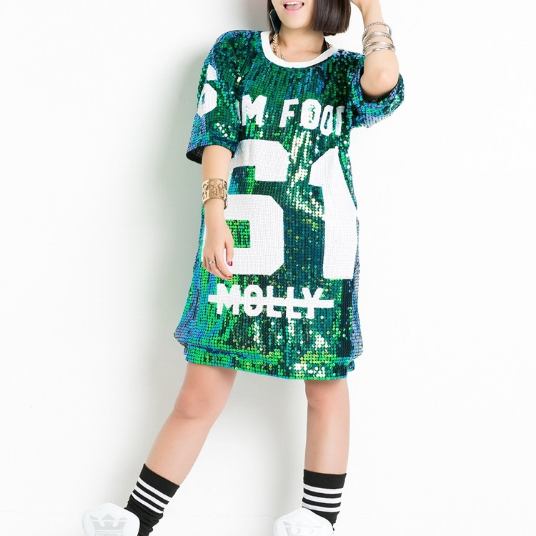 DS爵士表演演出服街舞嘻哈宽松大码中长款舞蹈亮片连衣裙女装,淘宝优惠券,粉丝福利购,淘宝优惠卷