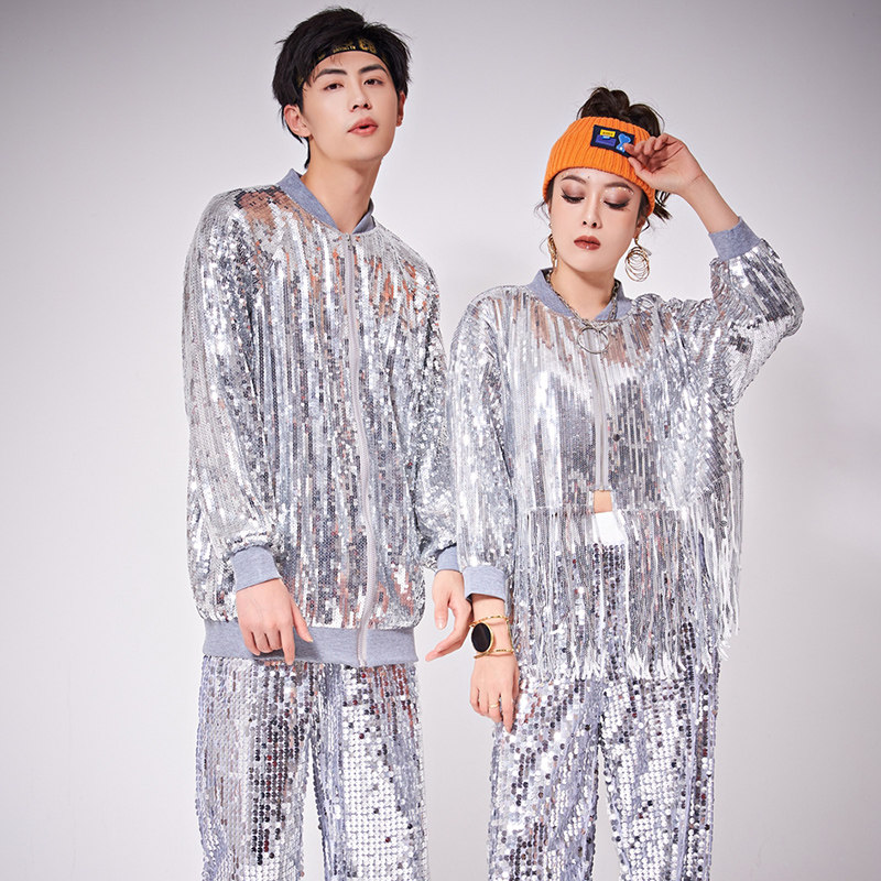成人女歌手演出服亮片舞台亮片长袖街舞服装闪亮表演演出服外套,淘宝优惠券,粉丝福利购,淘宝优惠卷
